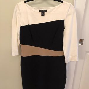Dress White House Black Market 10 Black/Khaki/Crm